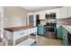 Updated kitchen features stainless steel appliances, an island, and a combination of white and colored cabinets at 1337 Linden St, Indianapolis, IN 46203