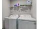 Laundry area equipped with a washer, dryer, and storage shelves at 13872 N Mardenis W Dr, Camby, IN 46113