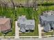 Aerial top-down view of a home featuring a private backyard patio and manicured lawn at 14747 Harvest Glen S Blvd, Fishers, IN 46037