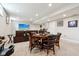 Finished basement with recessed lighting and a entertainment area with leather couches at 14747 Harvest Glen S Blvd, Fishers, IN 46037