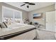 Bedroom featuring a desk space, neutral tones, and a street view at 14747 Harvest Glen S Blvd, Fishers, IN 46037