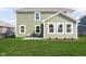 The backyard features green space, a patio and a well-maintained lawn at 1695 Jackson St, Fortville, IN 46040