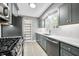 Modern kitchen features gray cabinets, stainless steel appliances, and sleek white countertops at 2309 Pearl St, Columbus, IN 47201