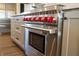 Gourmet kitchen with stainless steel appliances, custom cabinets and professional-grade range at 3899 Chapel Hill Ct, Bargersville, IN 46106