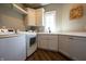 Bright laundry room featuring a modern washer and dryer, white cabinets, and a utility sink at 3899 Chapel Hill Ct, Bargersville, IN 46106