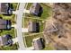 Aerial view of property lines and neighborhood, showing backyard and proximity to other houses at 4846 Shakamak Ct, Indianapolis, IN 46239
