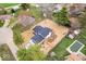 Birds eye view of a well manicured house, lawn and neighborhood with a pool at 4921 Cottonwood N Ct, Columbus, IN 47203