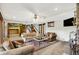 Finished basement with sofas, fireplace, bunk beds and a tv at 5571 Poff Rd, Martinsville, IN 46151