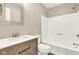 Bathroom with updated vanity and tub-shower combination is perfect and functional at 720 Danielle Rd, Lebanon, IN 46052