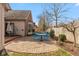 Backyard patio with brick pavers, outdoor furniture, and a well-maintained yard at 9544 Huntington Ln, Indianapolis, IN 46260