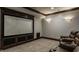 Theater room with a large projection screen and comfortable seating, ideal for watching movies at 12813 Chapel Square St, Carmel, IN 46032