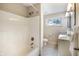 Bright bathroom with shower, granite vanity, and neutral decor at 1320 Bittersweet Dr, Greenfield, IN 46140