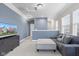 Comfortable loft area with a plush sofa, ottoman, and TV, perfect for relaxation and entertainment at 13245 E 131St St, Fishers, IN 46037