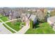 Beautiful aerial view of a two-story brick home and landscaped front yard at 14720 Warner Trl, Westfield, IN 46074