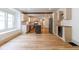 Modern kitchen featuring stainless steel appliances, an island, and ample cabinet space at 1515 Dawson St, Indianapolis, IN 46203
