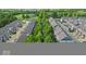 Overhead view of stylish townhomes nestled among lush green trees in a well-maintained neighborhood at 16060 Barringer Ct, Westfield, IN 46074