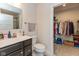 Bathroom with a large vanity, and a view to the walk-in closet at 181 Kiawah Dr, Whiteland, IN 46184