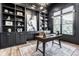 Sophisticated home office with custom built-ins, a large window, and stylish decor at 2428 S Morgantown Rd, Greenwood, IN 46143
