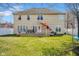 Charming home exterior with a well-maintained backyard, a deck, and vibrant green lawn at 2468 Wyndham S Pl, Columbus, IN 47203