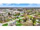 An aerial view of homes with mature trees near commercial spaces creates a serene residential setting at 2828 N Moreland Ave, Indianapolis, IN 46222