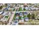 An aerial view displaying a residential area with homes of varying colors, well-kept landscaping, and an open blue sky at 305 Sanders St, Indianapolis, IN 46225