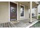 Close up of the front porch with a 'hello' welcome mat and wood door at 434 E New York St, Indianapolis, IN 46202