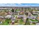 An aerial view of a residential area with neat lawns and vibrant spring foliage under a blue sky at 5440 Maplewood Dr, Indianapolis, IN 46224