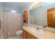 Full bathroom featuring a shower-tub combo with a shell curtain and light wood cabinets at 546 Treyburn Lakes Way, Indianapolis, IN 46239