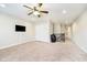 Bonus room has neutral carpet, a ceiling fan, and closet with sliding doors at 5875 Mill Haven Way, Noblesville, IN 46062