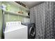 This organized laundry room features modern appliances, shelving, and convenient storage solutions for efficient chores at 6431 Meadowpond Way, Indianapolis, IN 46235