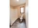 Compact bathroom featuring a walk-in shower, toilet, and window for natural light at 6712 Forrest Commons Blvd, Indianapolis, IN 46227