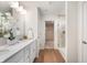 The bathroom offers a double vanity, glass enclosed shower, and lots of storage at 6925 Sable Point Dr, Brownsburg, IN 46112