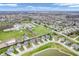 Extensive aerial shot of a suburban neighborhood with various home styles, parks, and a pond, ideal for community living at 10603 Hinterland Dr, Fishers, IN 46038