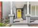 Inviting front porch featuring classic columns and a vibrant yellow door at 2006 Lexington Ave, Indianapolis, IN 46203