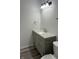 This bathroom features a modern vanity with a light countertop at 265 Bittersweet Dr, Whiteland, IN 46184