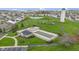 Overhead aerial view of neighborhood amenities, including a pool and playground, plus the surrounding area at 3511 Limesprings Ln, Whitestown, IN 46075