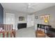 Bright bedroom with soft carpet, ceiling fan, closet, and décor at 3511 Limesprings Ln, Whitestown, IN 46075