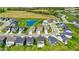 An aerial view of the home with well-manicured lawn and a pond in a beautiful neighborhood at 4941 Oak Hill Dr, Lebanon, IN 46052