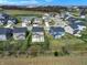 Overhead view of a serene neighborhood, highlighting diverse home exteriors, a winding street layout, and verdant lawns at 4941 Oak Hill Dr, Lebanon, IN 46052