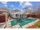 Exterior view of the property featuring a large covered pool and sunroom addition at 5116 Norway Dr, Indianapolis, IN 46219