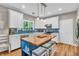 Modern kitchen with white cabinets, a butcher block island, and stylish backsplash at 6071 Sugar Pine Dr, Avon, IN 46123