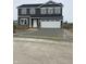 New two story home with gray siding, a white garage door, and professional landscaping at 7182 Finley Creek Dr, Whitestown, IN 46075