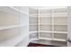 Spacious walk-in pantry featuring custom shelving and ample storage space at 9769 Marina Village Dr, Indianapolis, IN 46256