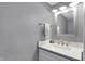 Bathroom featuring gray walls, a white vanity with a marble countertop, and brushed nickel fixtures at 10401 Monarch Ct, Noblesville, IN 46060