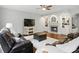 Open living room featuring hardwood floors, fireplace, and comfortable seating for relaxing and entertaining at 11974 Volcanic Rock Dr, Fishers, IN 46037
