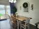 Dining room with sliding glass doors to the deck, decor, and chandelier creating a cozy atmosphere at 1336 Danielle Rd, Lebanon, IN 46052