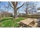 Landscaped backyard featuring a picnic table, mature tree, and a well-maintained lawn at 1441 N Euclid Ave, Indianapolis, IN 46201