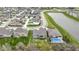 Aerial view features in-ground pool, pond and well manicured lawns in a quiet neighborhood at 14918 Dawnhaven Dr, Westfield, IN 46074