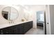 Bathroom featuring modern fixtures, faucet, and vanity with gray cabinets at 15109 Larchwood Dr, Westfield, IN 46074