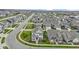 Aerial view of a neighborhood featuring well-maintained lawns, sidewalks, and varied architectural styles at 15591 Heatherbank Dr, Westfield, IN 46074